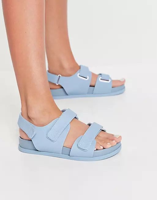 ASOS DESIGN Factually sporty sandals in pale blue | ASOS (Global)