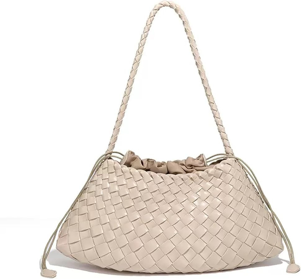 woven shoulder bag for women fashion woven leather tote vintage brown purses | Amazon (US)