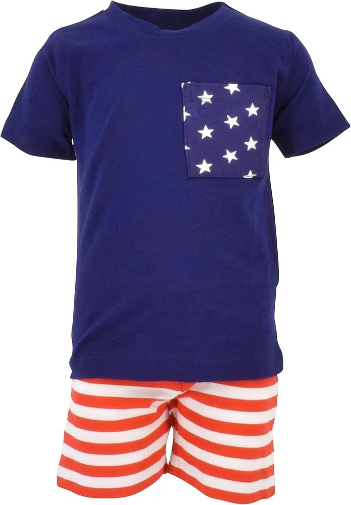 Unique Baby Boys Patriotic 4th of July 2-Piece Summer Outfit | Amazon (US)