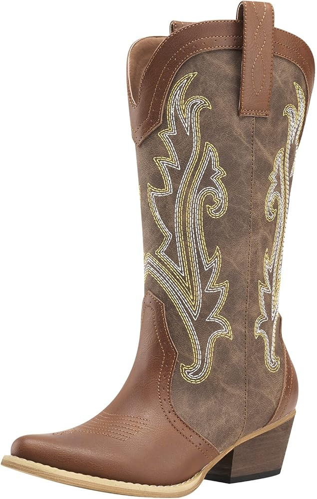 HISEA Rollda Cowboy Boots Women Western Boots Cowgirl Boots Ladies Pointy Toe Fashion Boots | Amazon (US)