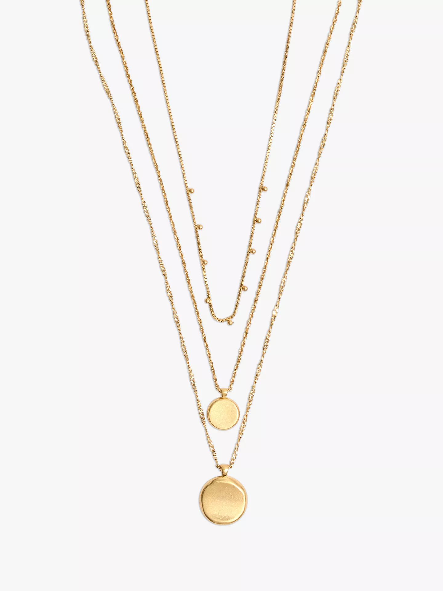 Madewell Coin Layered Pendant Necklace Set, Gold | John Lewis UK