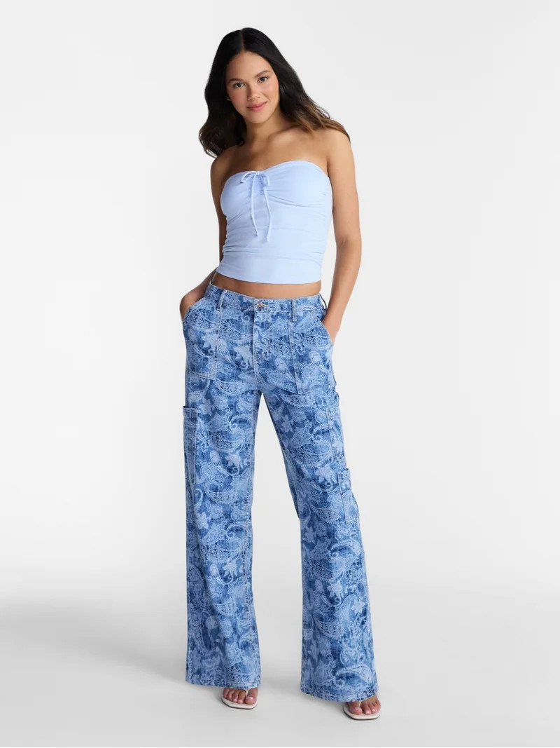 No Boundaries Wide Leg Cargo Pants, 31'' Inseam, Women's | Walmart (US)