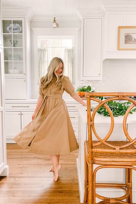 The prettiest, most versatile khaki dress for fall! Love this paired w. casual sandals or sneakers for on the go, or boots for chillier evenings! I’m in a xs for reference 

#LTKSeasonal