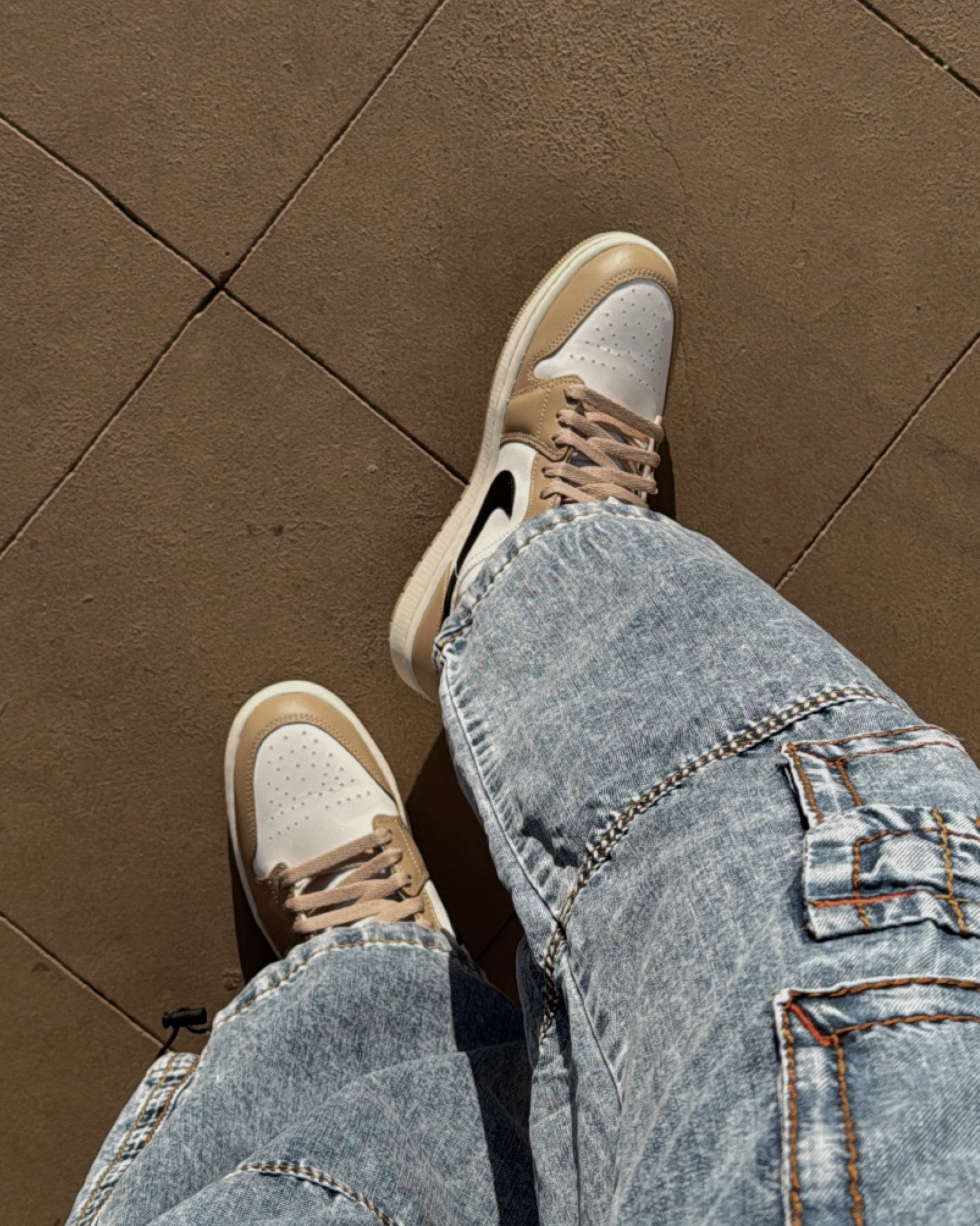 Camel and black Jordan 1 mids ! Wearing Size Womens 9.5, true to size or runs slightly larger