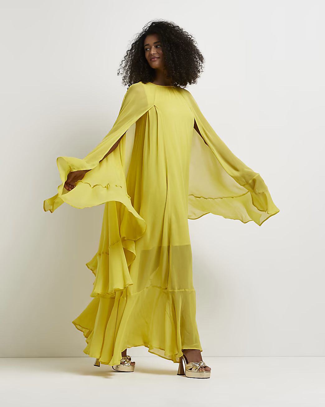 Yellow layered maxi dress | River Island (UK & IE)