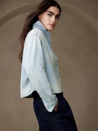 Boxy Cropped Denim Shirt | Banana Republic (US)