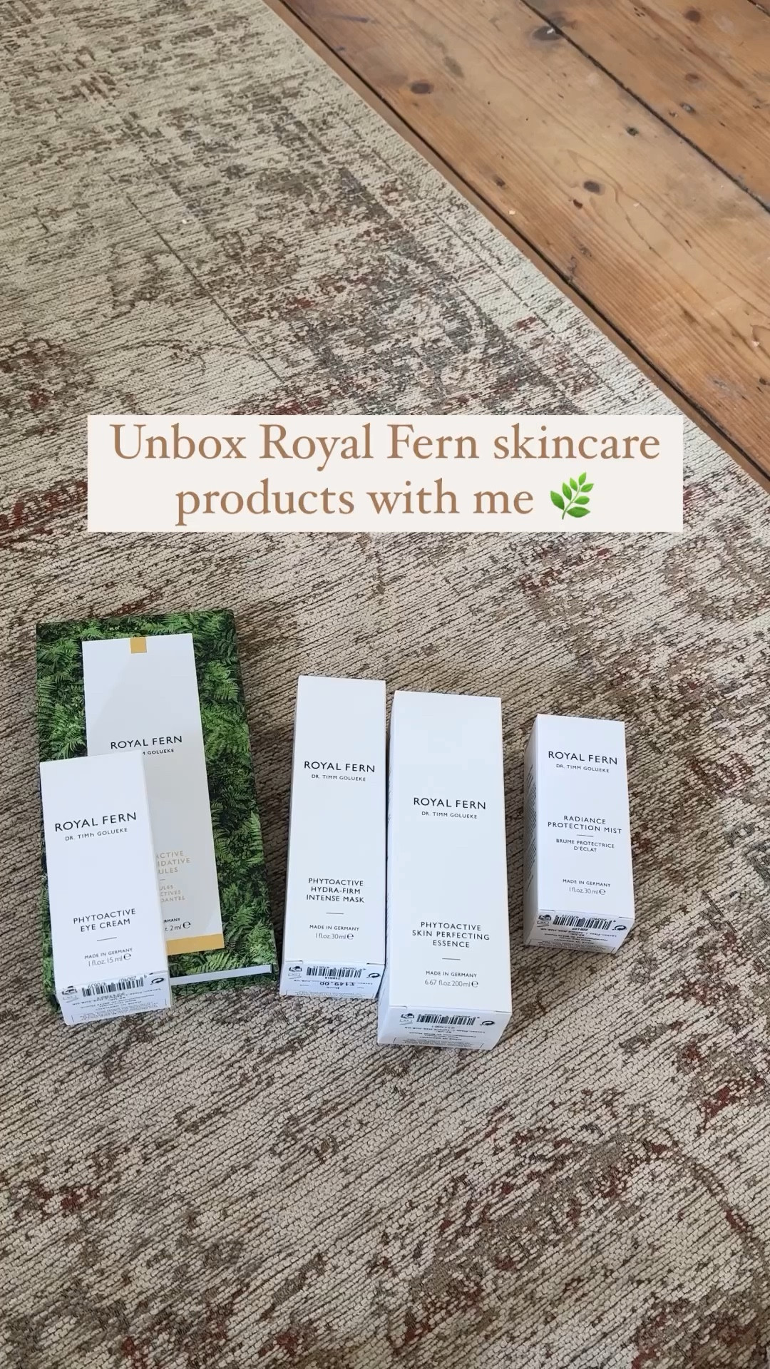 Unbox Royal Fern skincare products by Dr. Tim Golueke with me 🌿

About Royal Fern skincare: From the resilience of the fern plant to the expertise of renowned dermatologist Dr. Timm Golueke, this brand is known to be a skincare revelation. Experience the power of the Royal Fern Complex, a unique blend of fern extract and potent ingredients, which provides anti-aging, hydration, and skin-calming benefits. Royal Fern also embraces sustainable beauty with eco-friendly packaging and a commitment to reforestation.

Products are:
1) Phytoactive Eye Cream: Lightweight eye cream that minimizes fine lines, puffiness, and dark shadows

2) Phytoactive Skin Perfecting Essence: Highly concentrated, antioxidant-rich essence that gently exfoliates, purifies, and softens skin

3) Phytoactive Hydra-Firm Intense Mask: Award-winning cream mask for the perfect complexion.

4) Radiance Protection Mist: Innovative face mist for hyper hydration & protection.

5) Phytoactive Anti-Oxidative Ampoules: Highly concentrated ampoules with antioxidants. This is particularly important during times of intensive sun exposure, stress or heavy pollution, particularly in big cities.



#LTKFind #LTKbeauty #LTKSeasonal