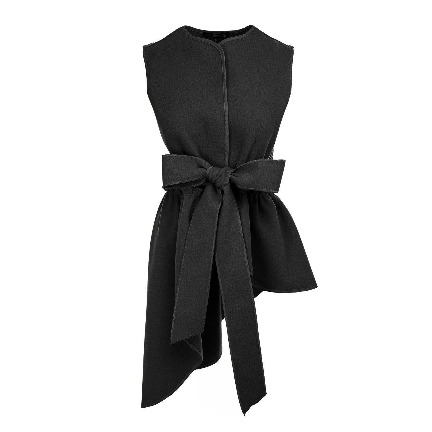 Black Vest With Asymmetrical Lines And With Belt | Wolf & Badger (US)