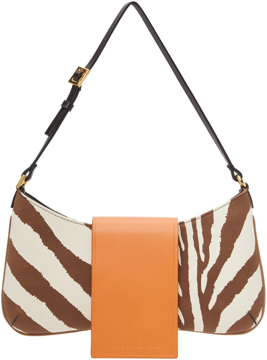Brown Le Raphia 'Le Bisou Imprime Zebre' Bag | SSENSE