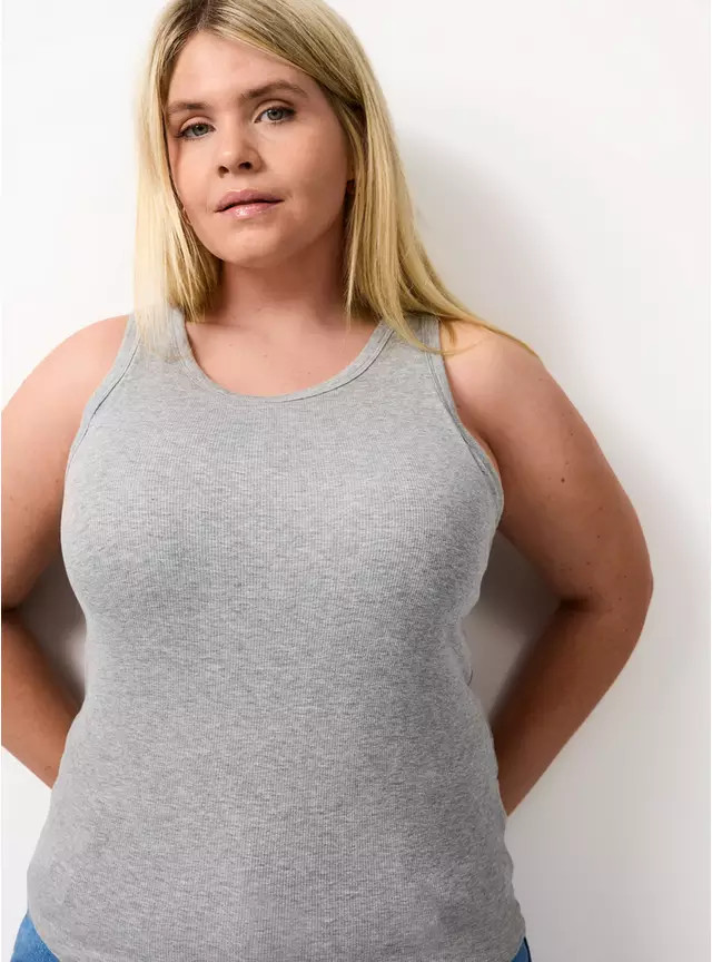 Buy Cottonform™ Grey Marl Ribbed Support Vest 22 | Camisoles and vests | Tu | Tu Clothing