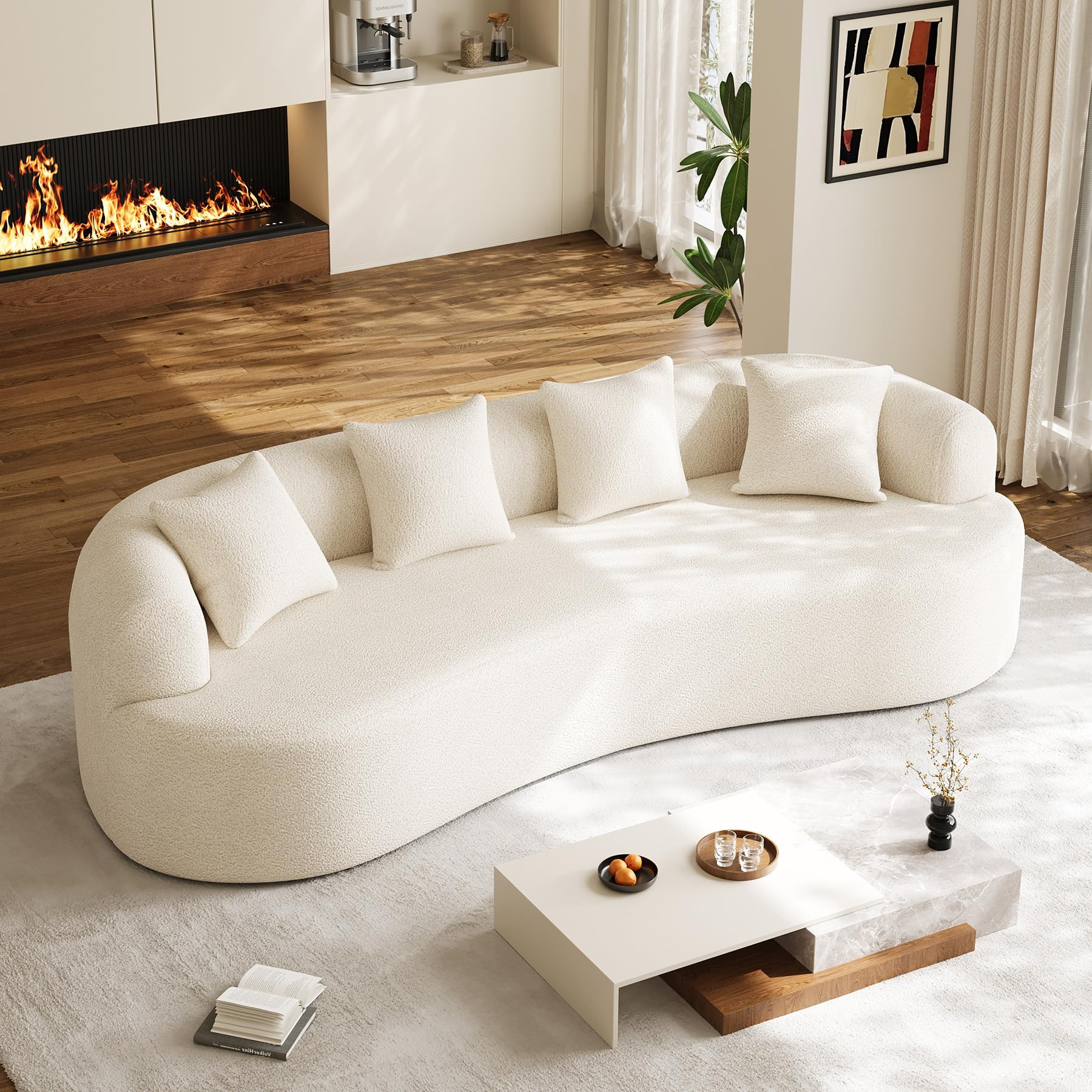 114" Oversized Sectional Sofa for Living Room, Modern Luxury Plush Chenille 4-Seater Extra Deep &... | Amazon (US)