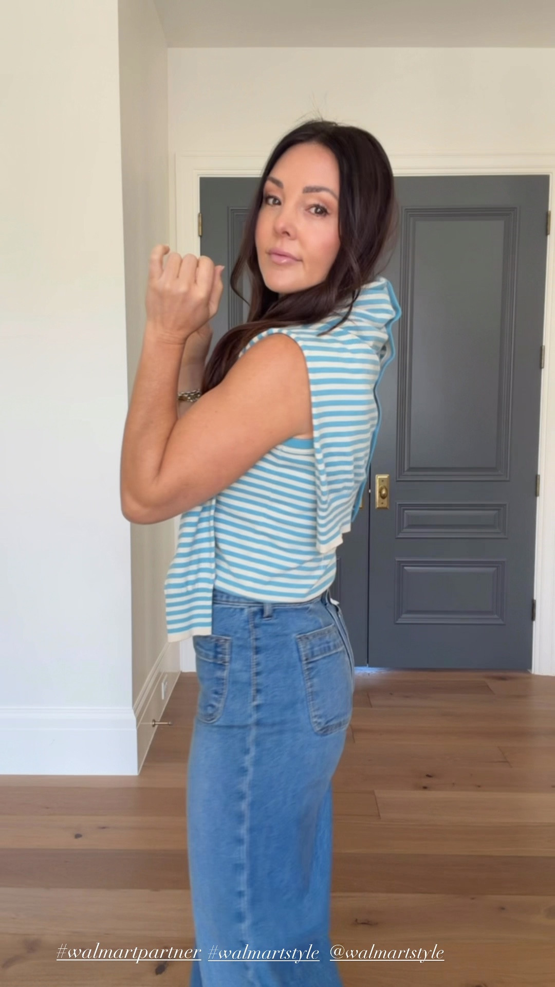 Preppy striped cardigan and tank top with cropped wide leg jeans. Wearing size 4 in jeans and small in tops. Mesh flats fit tts. 

#walmartpartner #walmartstyle @walmartstyle 

#LTKOver40 #LTKSaleAlert #LTKSpringSale