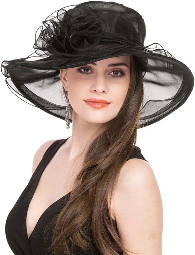 SAFERIN Women's Organza Church Fascinator Bridal Tea Party Wedding Hat | Amazon (US)