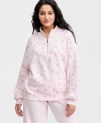 Madden Girl Juniors' Floral Print Quarter-Zip Sweatshirt - Macy's | Macy's