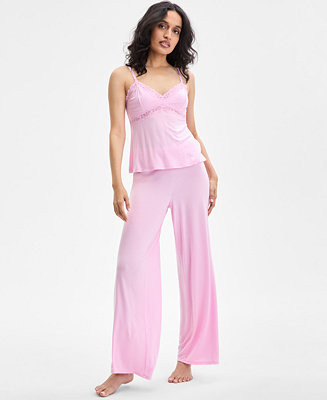 Women's Lace-Trim Knit Tank & Pajama Pants Set, Exclusively at Macy's | Macy's