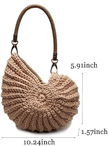 JRNDNIUO Handmade Crochet Seashell Purse with Pearl Chain Summer Woven Handbag Small Shell Crossb... | Amazon (US)