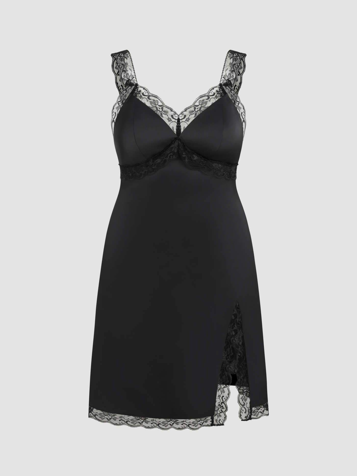 Satin Solid Lace Midi Dress Curve & Plus | Cider