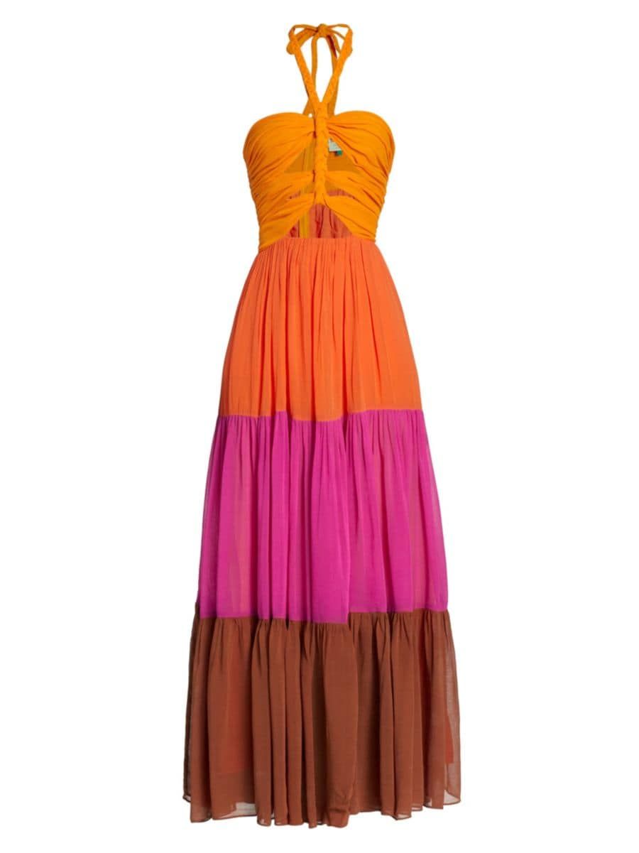 Colorblocked Halter Maxi Dress | Saks Fifth Avenue