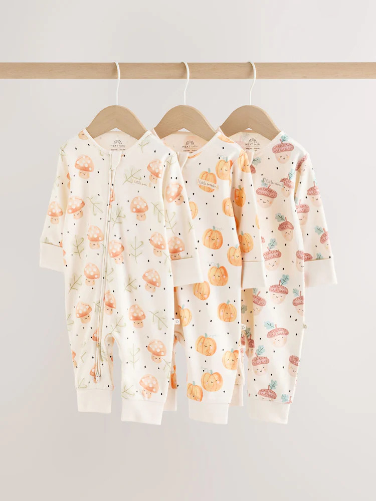 Neutral 3 Pack Two Way Zip Baby Sleepsuit (0mths-3yrs) | Next AU