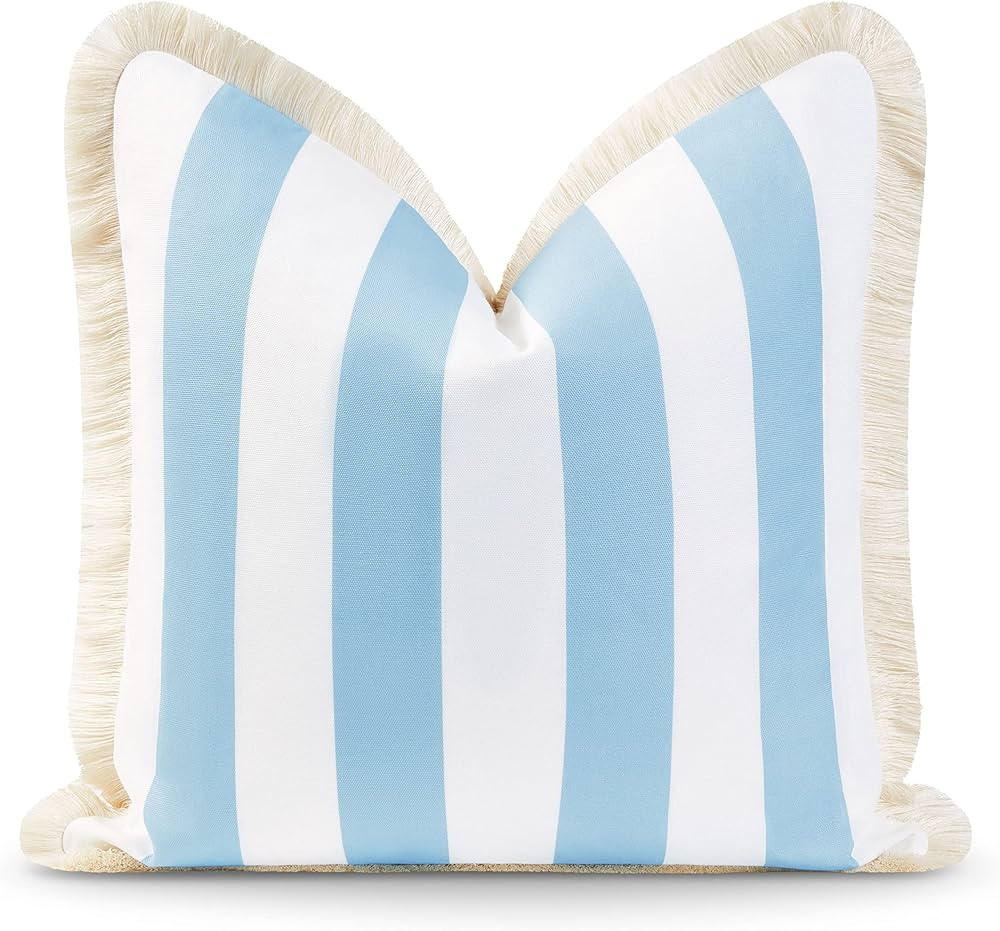 Hofdeco Premium Coastal Hampton Style Patio Indoor Outdoor Pillow Cover Only, 20"x20" Water Resis... | Amazon (US)