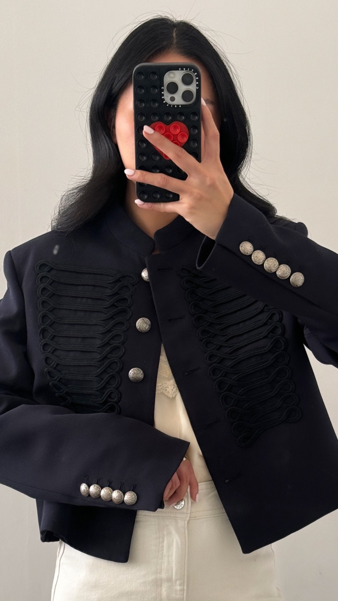 Wool jacket with silver accent buttons 

I have mine in a small 

#LTKWorkwear #LTKSeasonal #LTKStyleTip