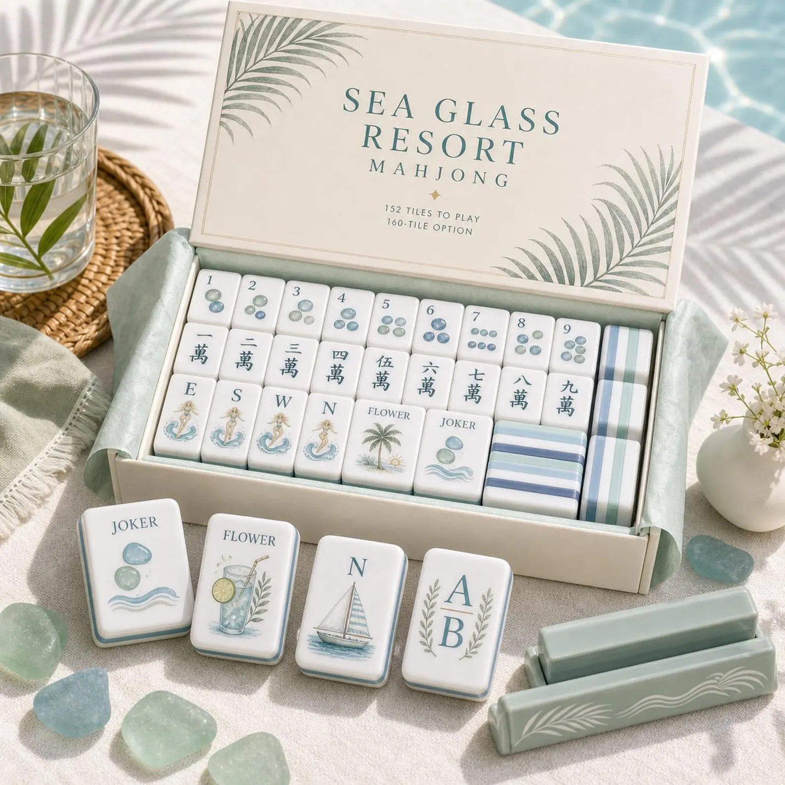 Custom Coastal Beach Mahjong Set, American Mahjong Game with UV Printed Tiles, Nautical Vacation ... | Etsy (Global)
