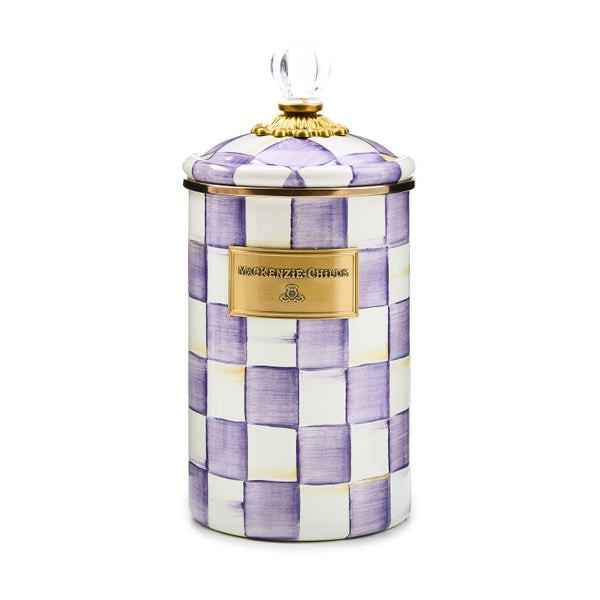 MacKenzie-Childs Violet Check Large Canister | MacKenzie-Childs
