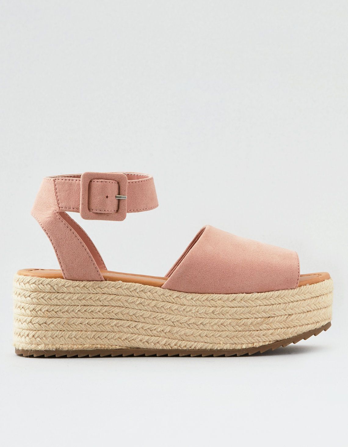 AE Platform Wedge Sandal, Dusty Pink | American Eagle Outfitters (US & CA)
