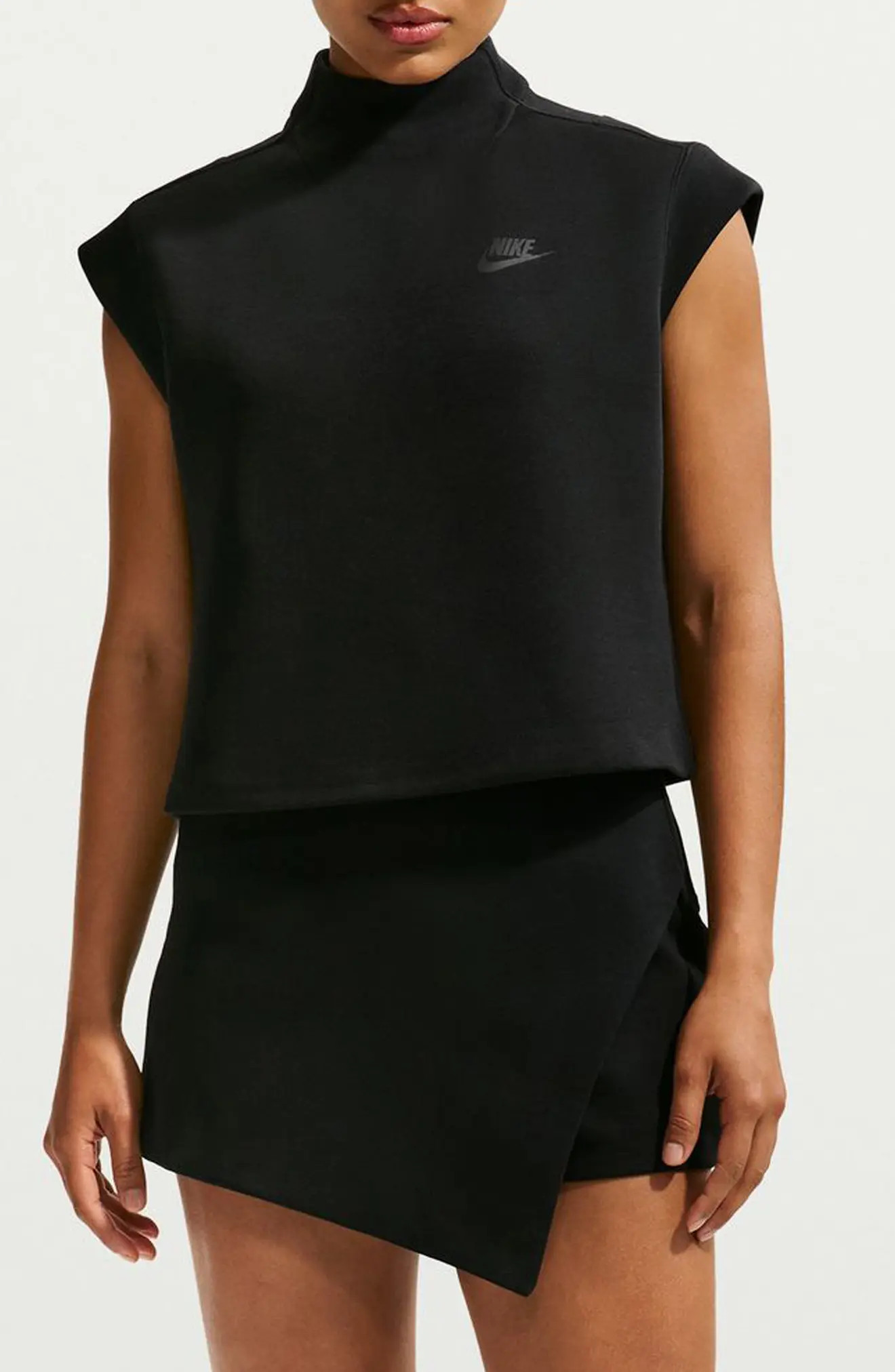 Crop Cap Sleeve Cotton Blend Tech Fleece Top (Women) | Nordstrom | Nordstrom