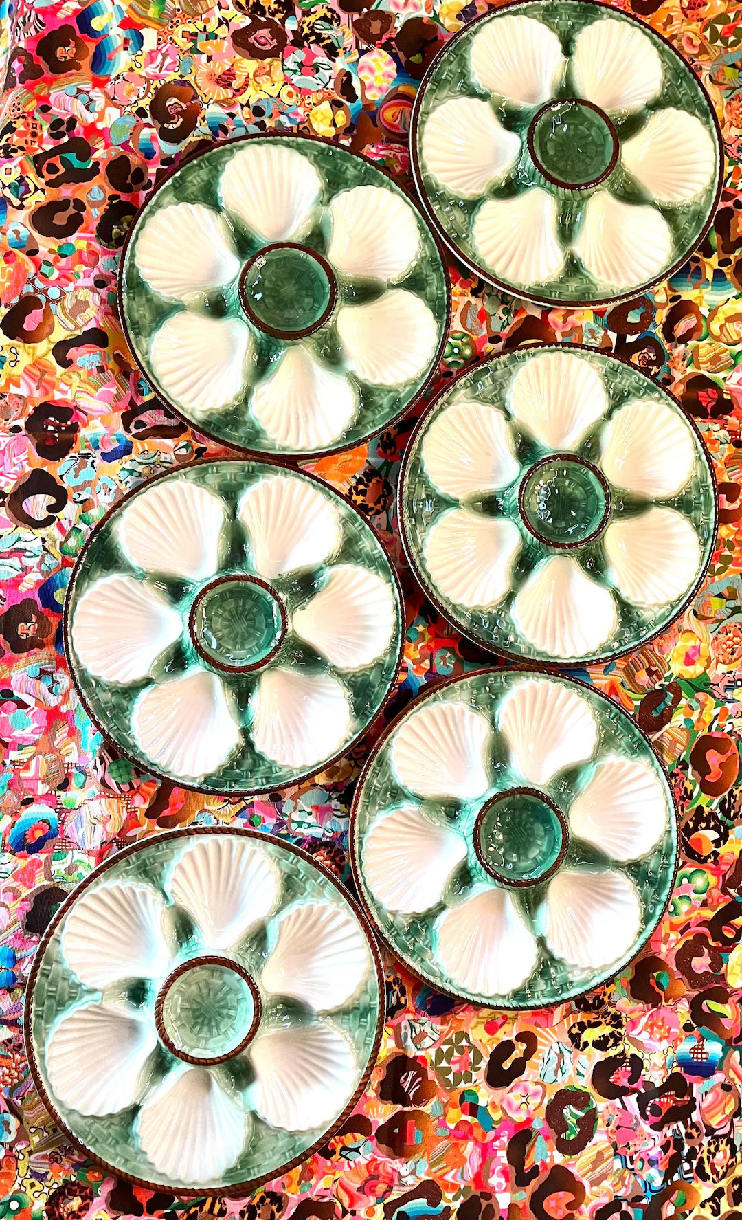 6 Vintage French Majolica Ironstone Oyster Plates - Etsy | Etsy (US)