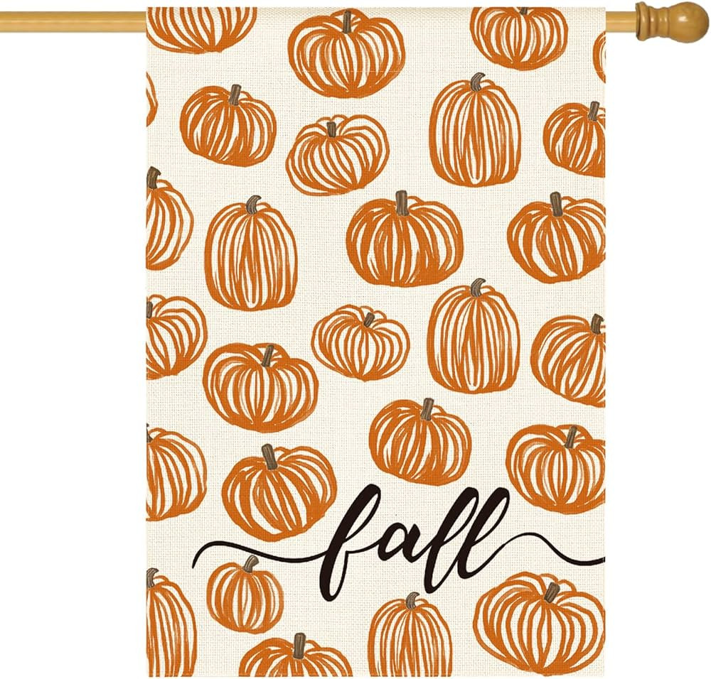 AVOIN colorlife Fall House Flag 28x40 Inch Double Sided Outside, Rustic Autumn Pumpkins Seasonal ... | Amazon (US)
