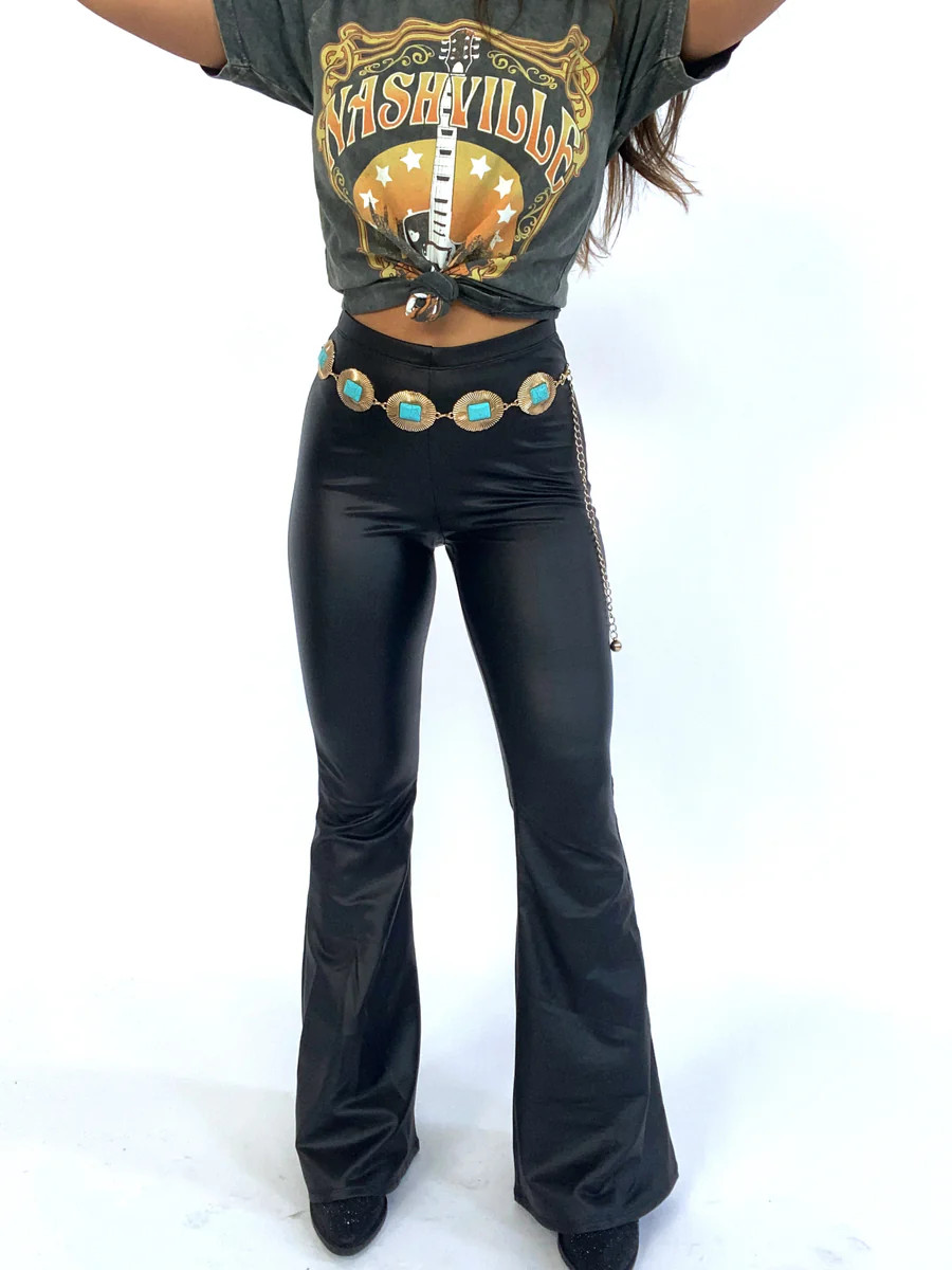 Layla Leather Flare Bell Bottoms | Willow Boutique
