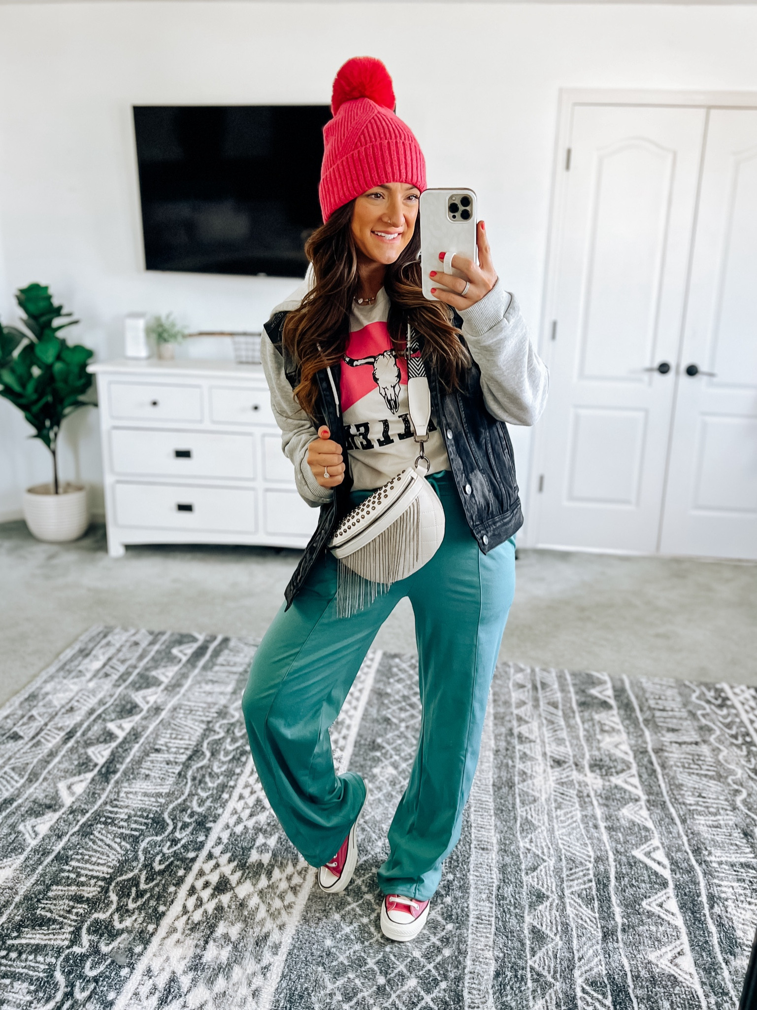 Amazon wide leg lounge pants on sale and under $10! True to size and tall girl friendly! I also can’t get over this cute graphic tee! Would be so cute to dress up with a skirt and boots for Nashville or country concert! 

#LTKstyletip #LTKSeasonal #LTKfindsunder50