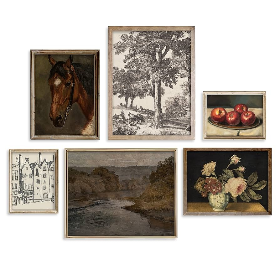 Vintage 6 Piece Wall Collage Print Set - Antique Art Prints for Home Decor - Rustic Farm Boho Fre... | Amazon (US)