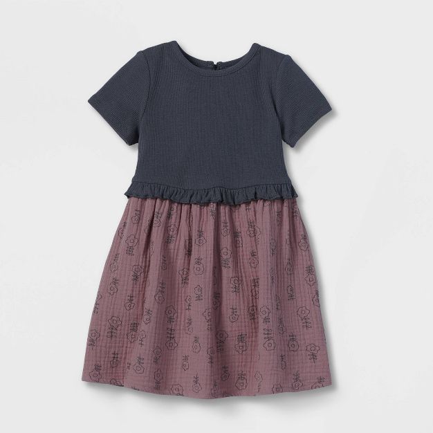 Grayson Collective Toddler Girls' Knit Gauze Short Sleeve Dress - Rose | Target