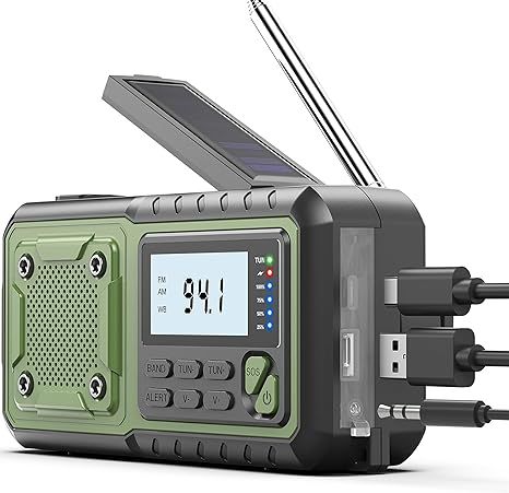 Crank Emergency Radio 5000mAh, Weather Radio, Solar Radios Battery Operated, NOAA/AM/FM Weather A... | Amazon (US)