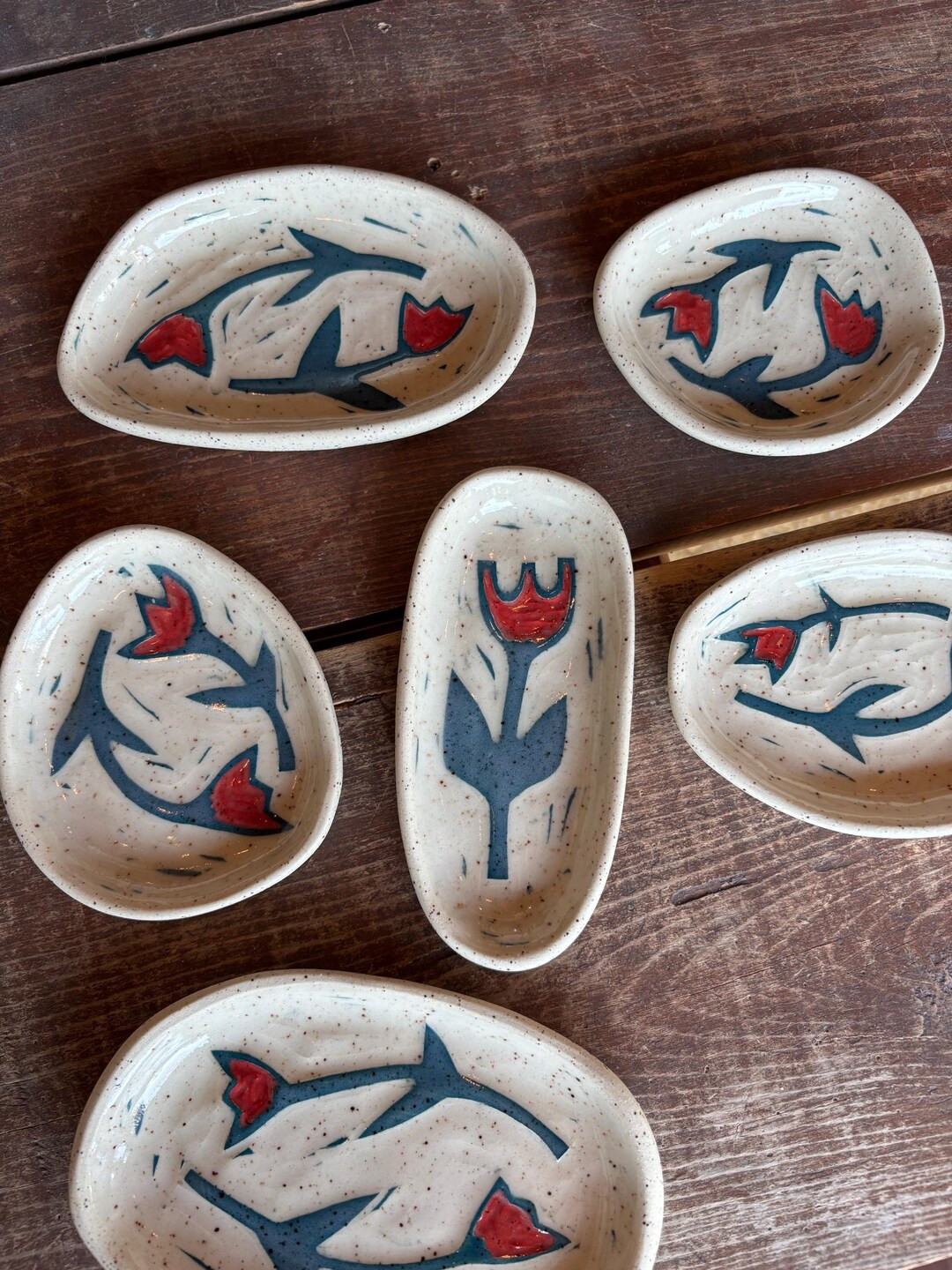 Red & Teal Tulips Catch All Tray - Etsy | Etsy (US)