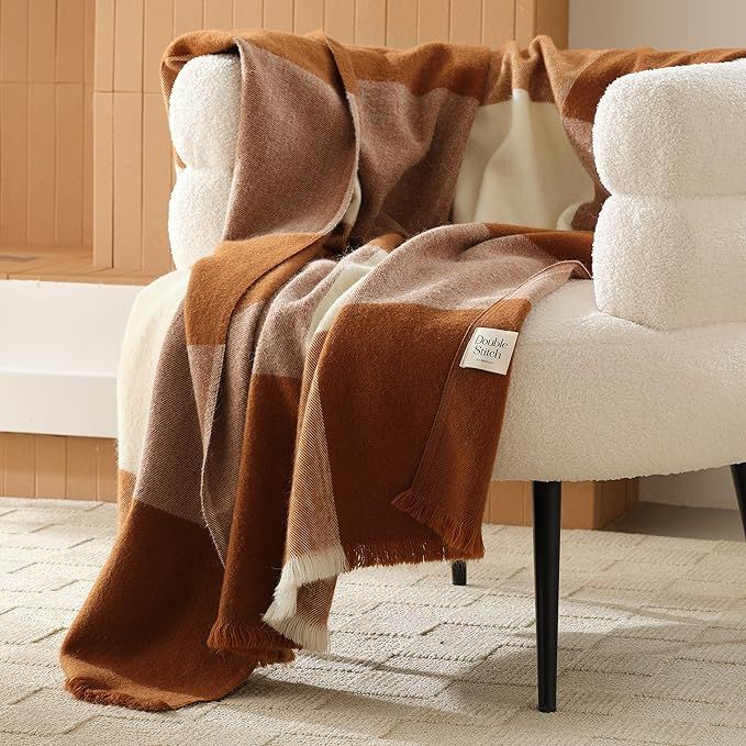 Double Stitch by Bedsure Alpaca Wool Throw Blanket - Soft Warm Blanket for Couch - Luxury Decorat... | Amazon (US)