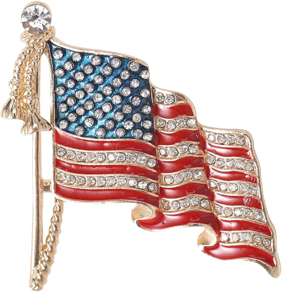 Sparkle American Flag Brooches for Women Enamel Patriotic Pins Casual Accessory Gifts | Amazon (US)