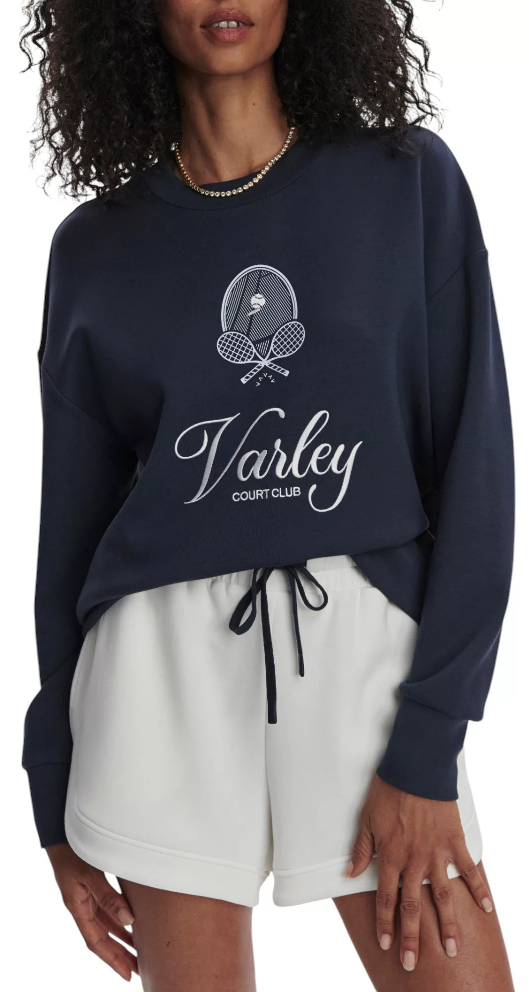 Varley Women's Rasco Tennis Crewneck Sweatshirt, XL, White/Forest | DICK'S Sporting Goods