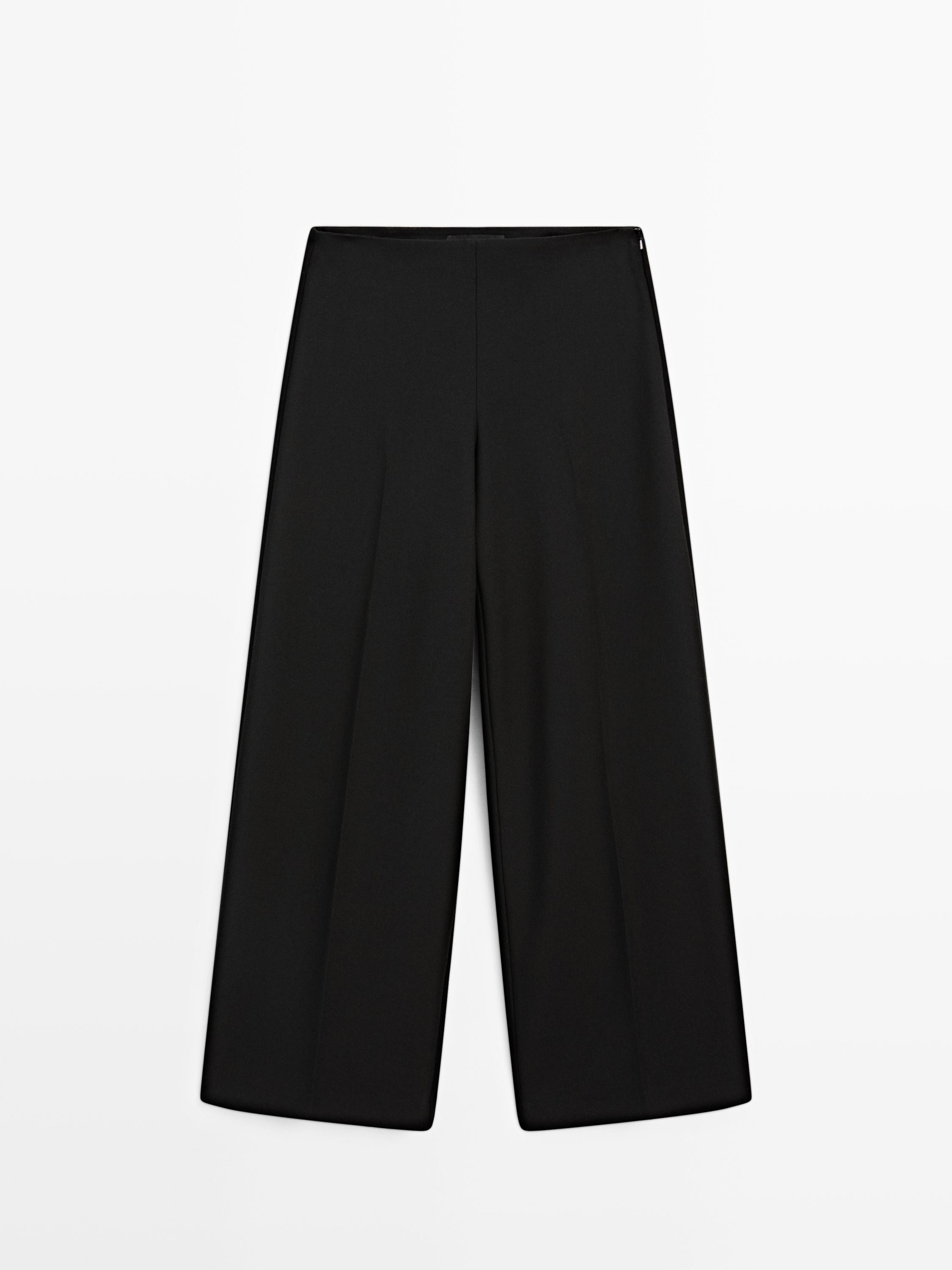 Wide-leg trousers with darts | Massimo Dutti UK