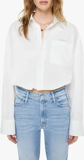 The Scrunchie Frenchie Bubble Hem Cotton Button-Up Shirt | Nordstrom