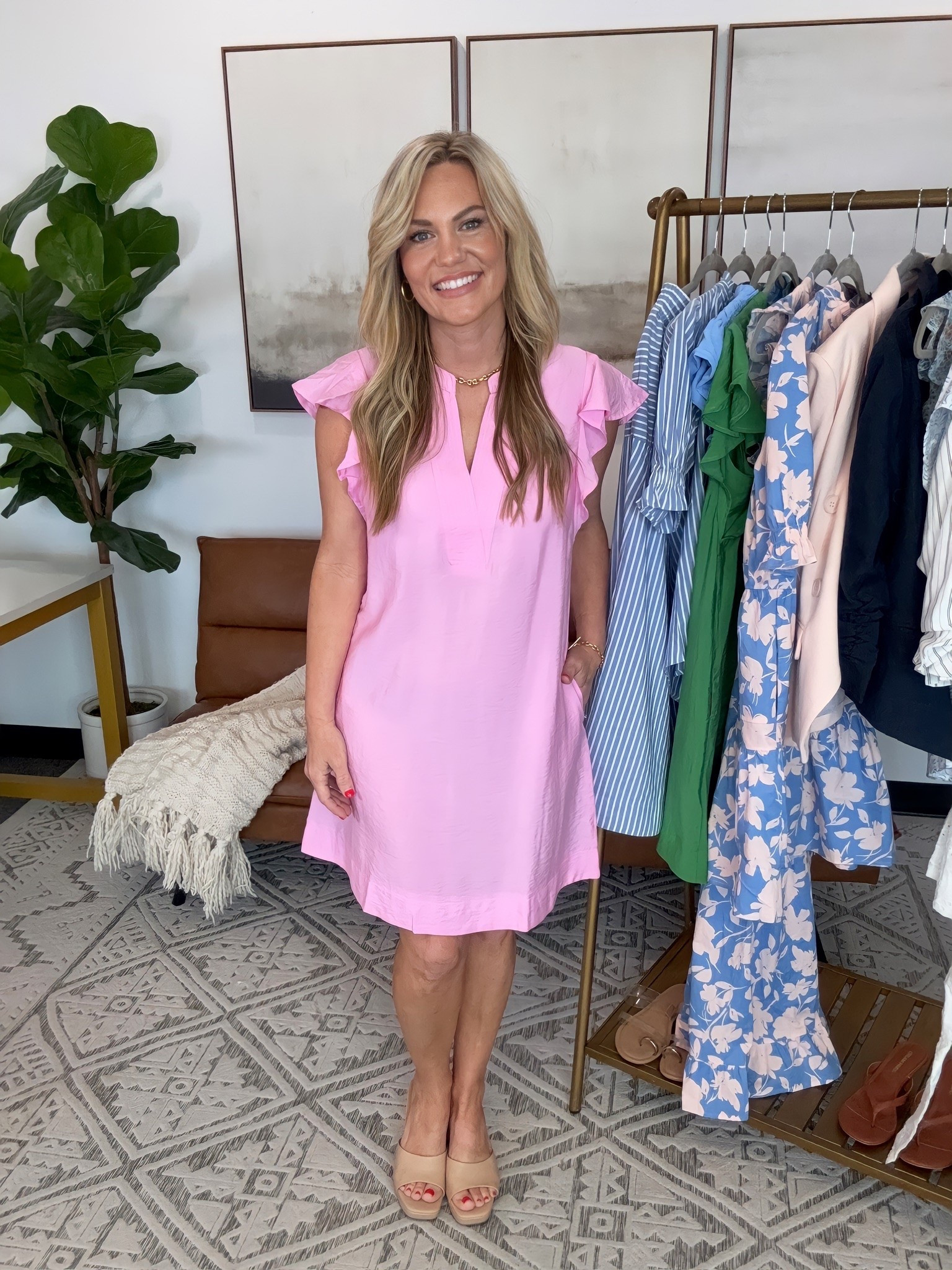 Pink shift dresses are a staple for spring and summer wardrobes because they work for everything from baby showers and graduation parties to brunch, vacation dinners, work events, and church. This Gibsonlook dress features flutter sleeves, a relaxed fit, and lightweight fabric that keeps it comfortable while still looking polished. The straight silhouette also makes it easy to dress up with wedges or keep casual with flat sandals and sneakers.

Dress: Small
Shoes: 7.5
Bra Size: 34DD
Height: 5’2

gibsonlook  pink dress  shift dress  graduation outfit  baby shower dress  brunch outfit  mothers day outfit  spring dress outfit  summer dress  vacation outfit  workwear dress  church outfit  flutter sleeve dress  petite style  casual dress outfit  feminine style  polished everyday outfit  AudrieDollins

#LTKOver40 #LTKWorkwear #LTKSeasonal