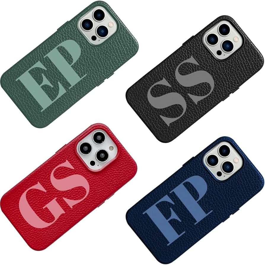 Personalized Initials Luxury Vegan Leather Case Compatible with iPhone 16 15 14 13 12 11 Pro Max ... | Amazon (US)