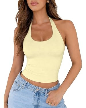 ForeFair Women Sexy Halter Neck Backless Going Out Tops Open Back Sleeveless Slim Fit Y2k Summer ... | Amazon (US)