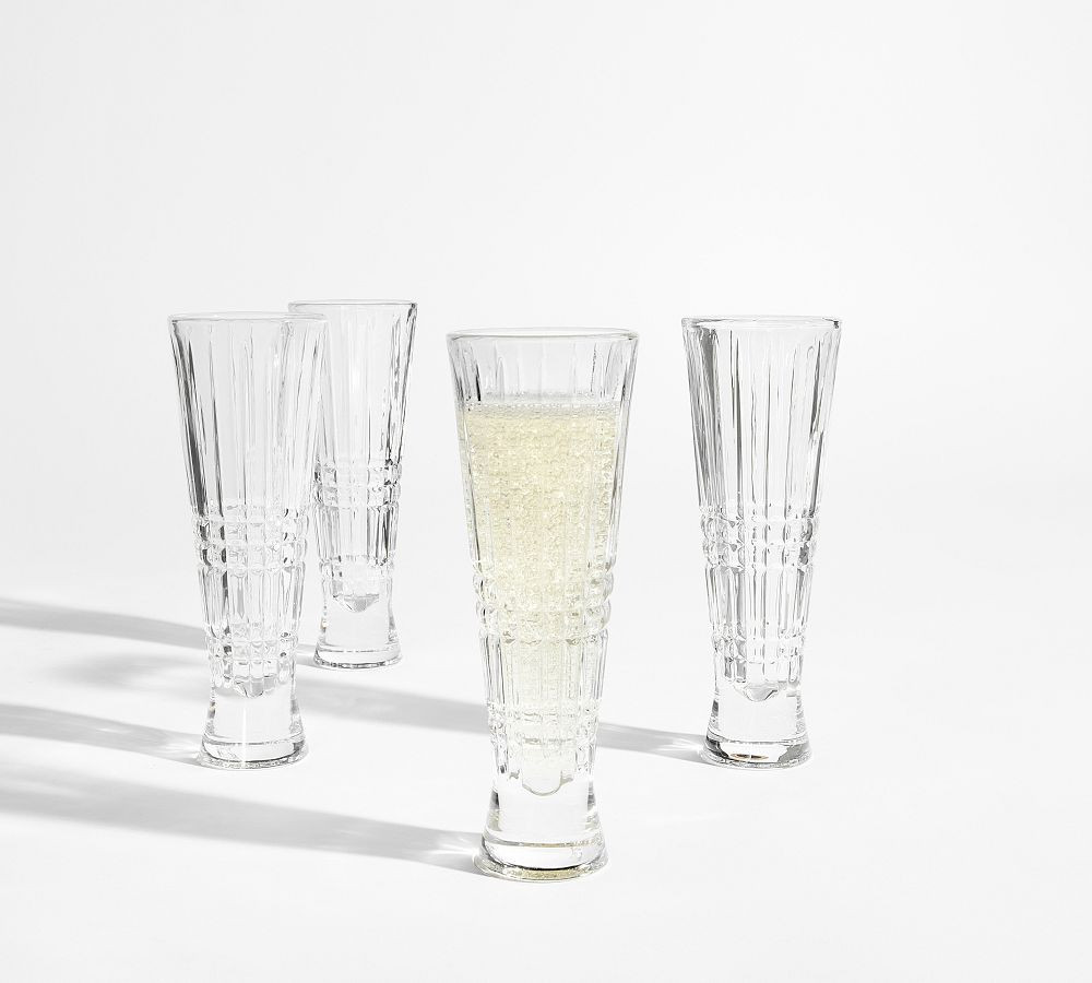 Stewart Plaid Champagne Flutes, Set of 4 | Pottery Barn (US)