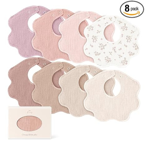 Konssy Muslin Baby Bibs 8 Pack, 100% Cotton Absorbent Bandana Drool Bibs for Teething and Droolin... | Amazon (US)