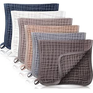 6 Pieces Large 20 x 10 Inch Muslin Burp Cloths Multi-Colors Muslin Washcloths Baby Burping Cloth ... | Amazon (US)