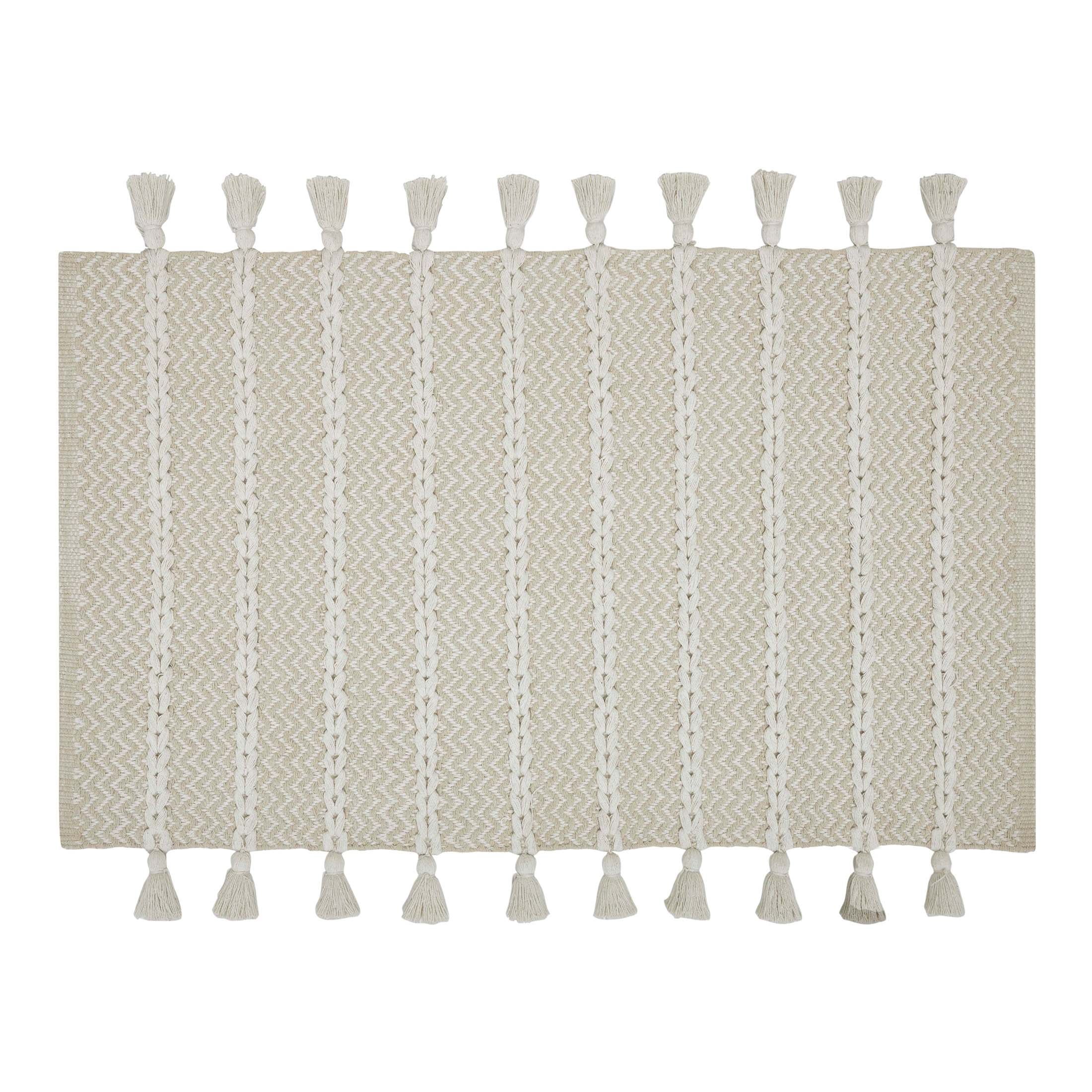 My Texas House Knotted Stripe Ivory/Beige Cotton Scatter Area Rug, 27" x 45" | Walmart (US)