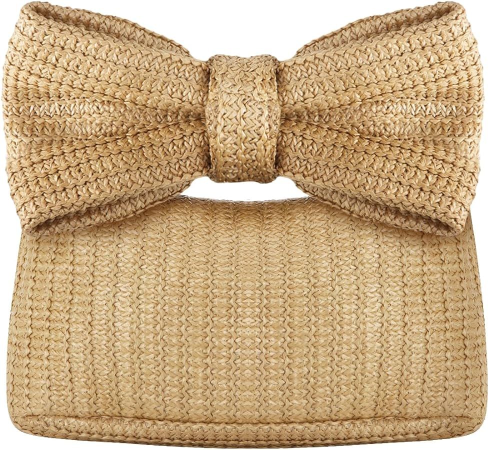 Straw Bow Purse Clutch Bag,Summer Beach Handbags for Women 2024 Vacation | Amazon (US)